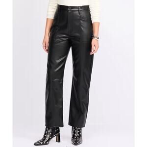 PISTOLA Taylor Black Vegan Leather High Rise Bowed Straight Leg Jean Pants Sz 29